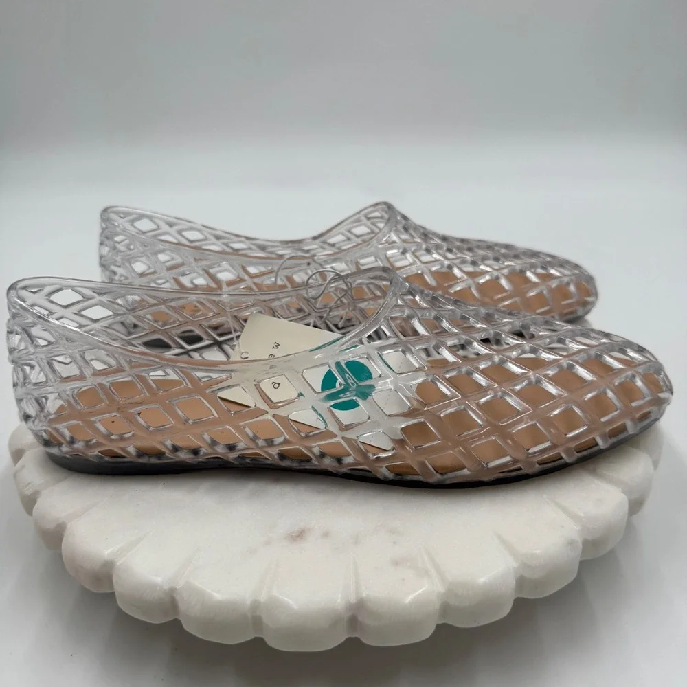 A New Day clear Lattice Jelly Flats Womens Size 8 Cage Slip On Summer Shoes